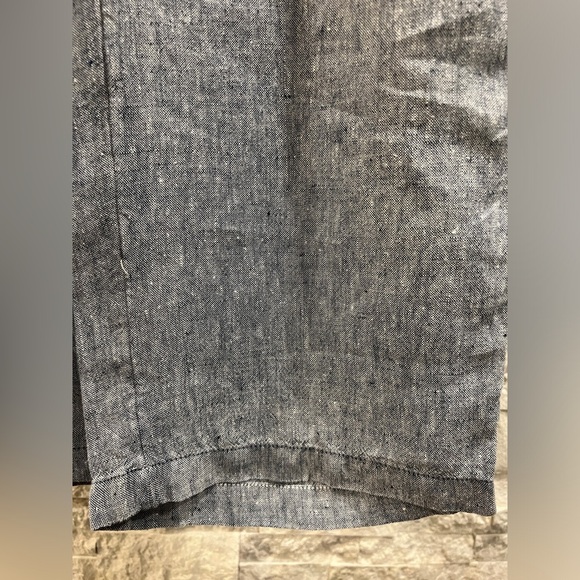 Lands' End size 6P Blue Linen Mid rise capri straight pants - Picture 5 of 11